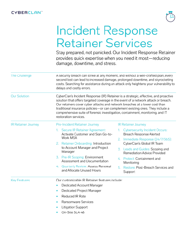 Incident Response Retainer Service One Pager